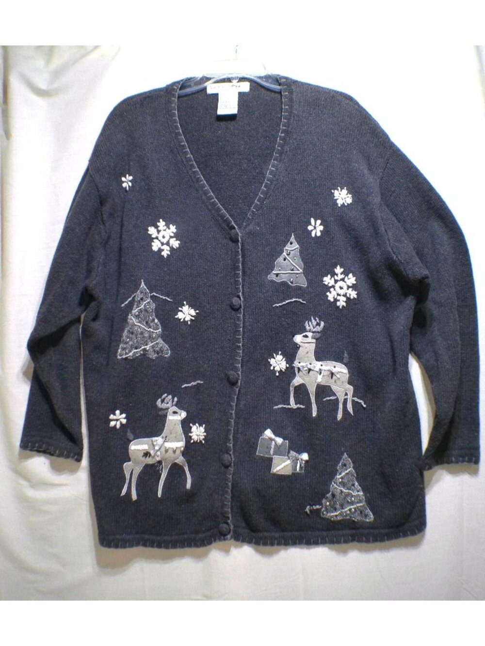 Victoria Jones Woman Christmas Sweater Gray 2X Cardigan